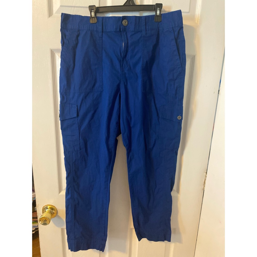 Style & Co Womens Cobalt Blue Cargo Pants Size 14 Elastic Back Utility Trousers